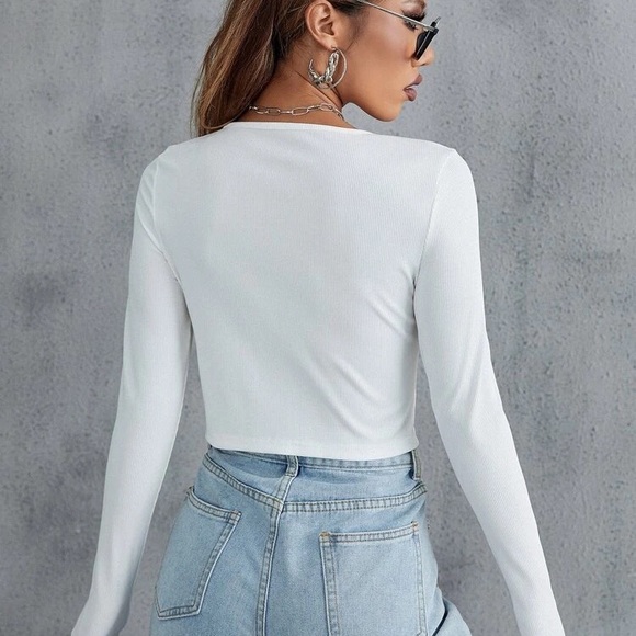 SHEIN Grey Long Sleeve front Tie - Picture 3 of 6